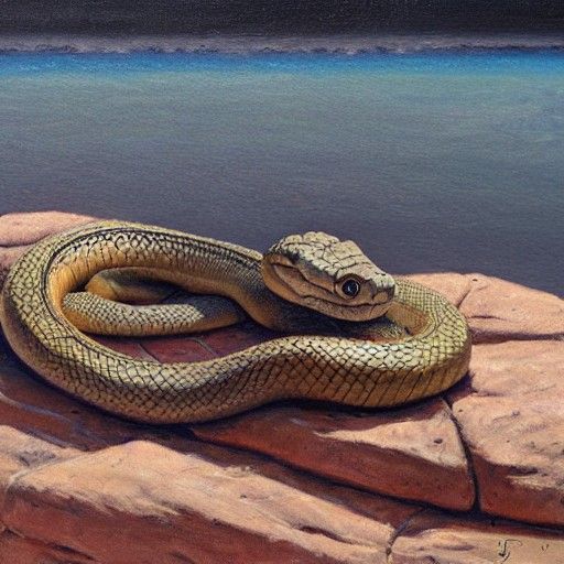 Snake curled up on a rock