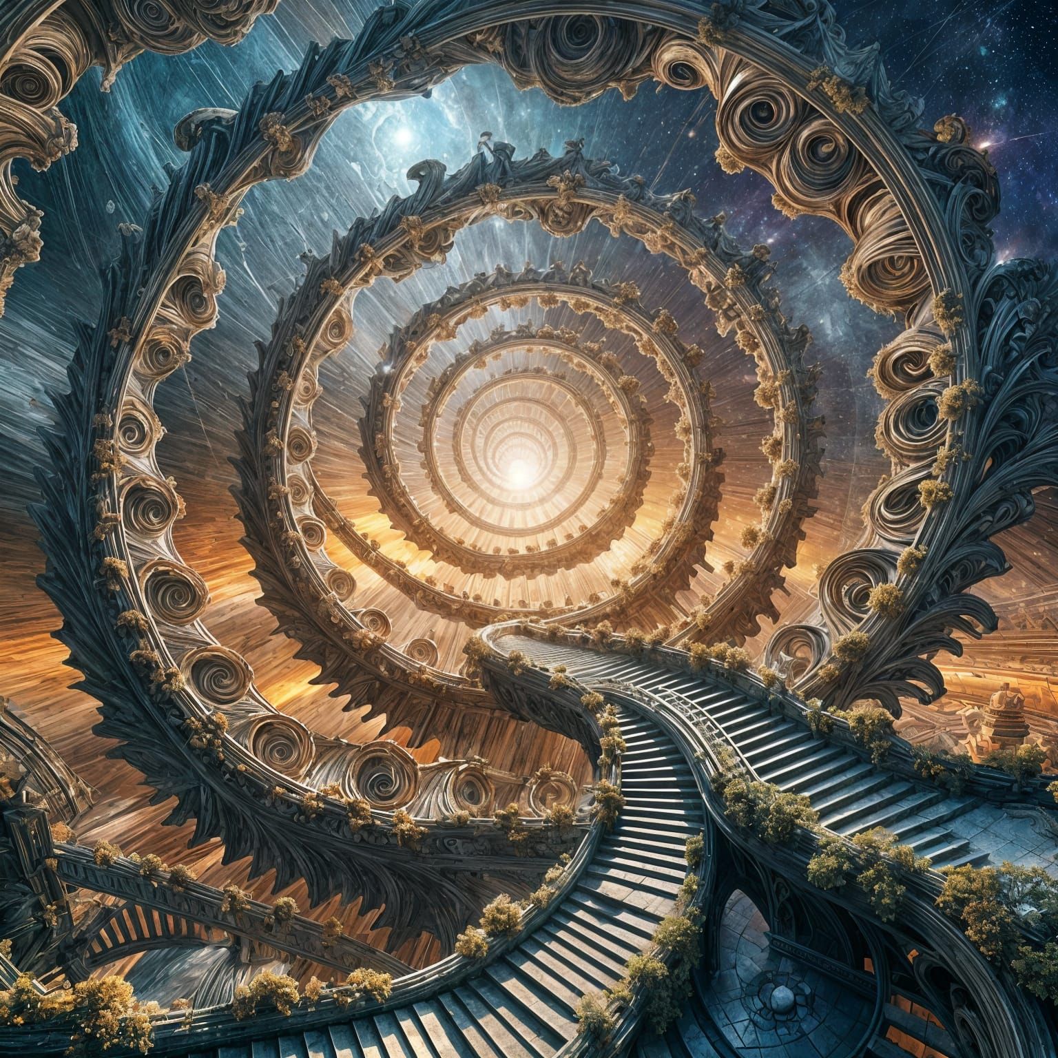 A world of spiraling staircases