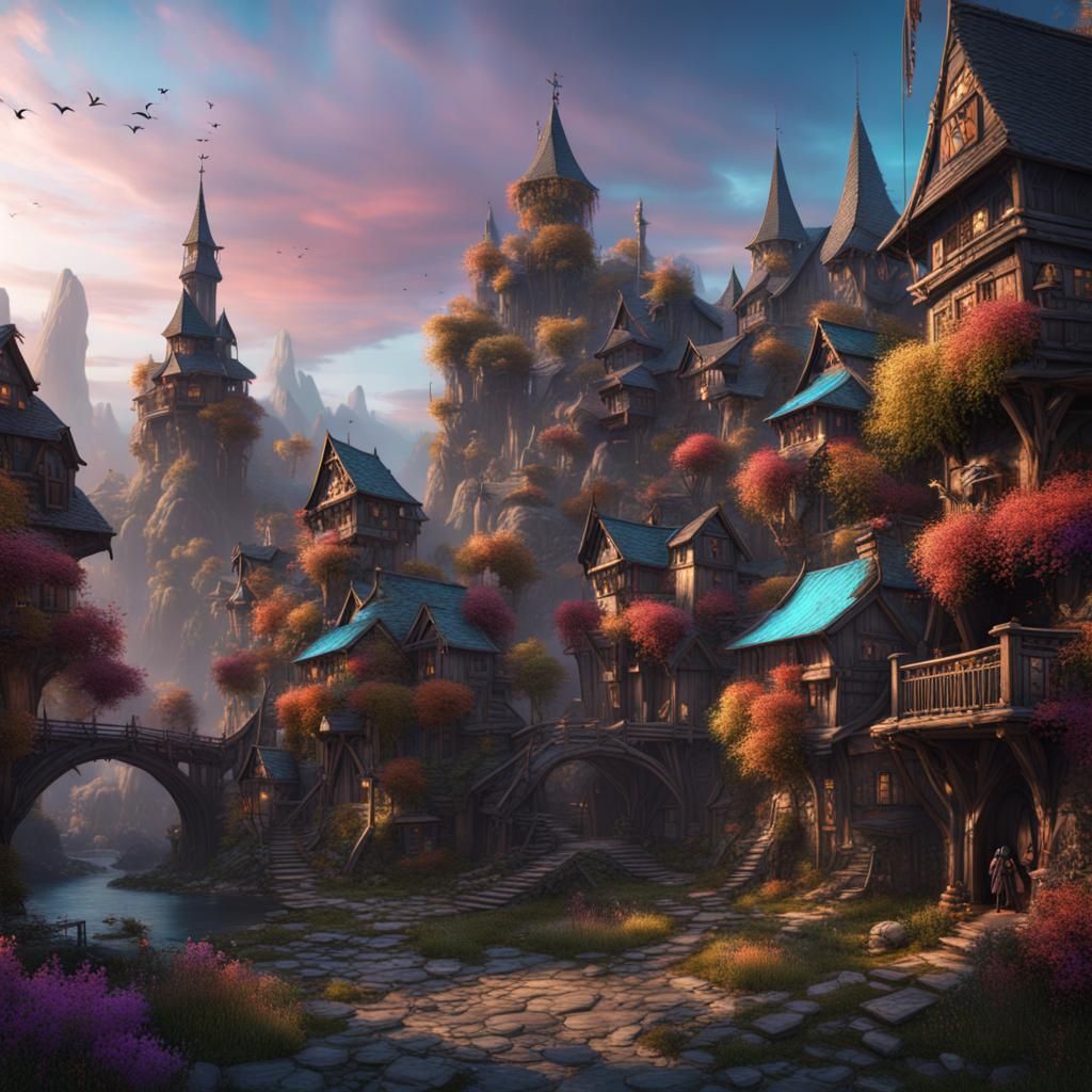 Colorful fantasy, black village