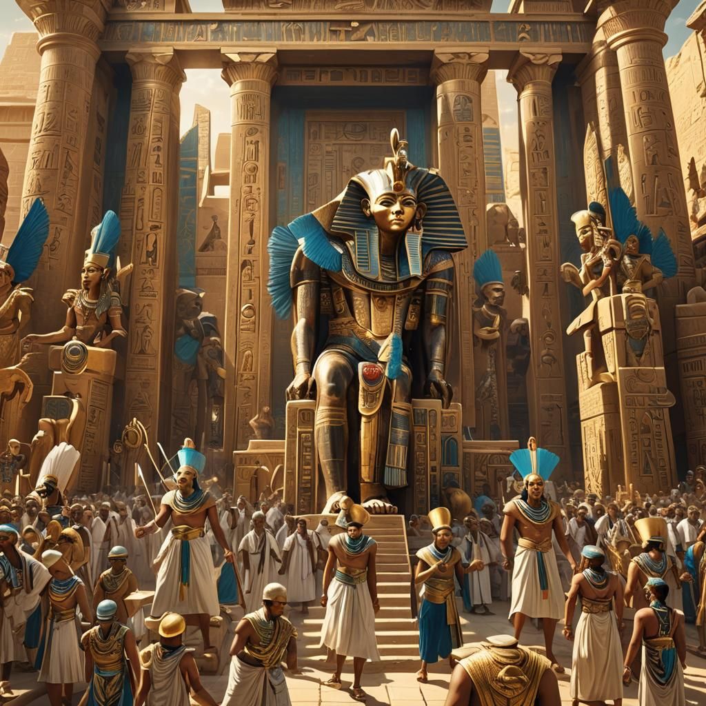 "A grand ancient Egyptian parade in honor of the gods, with ...
