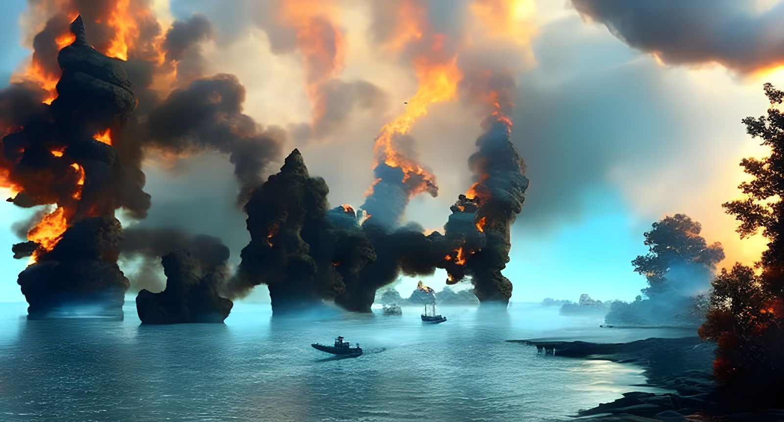 Smoke on the water, fire in the sky