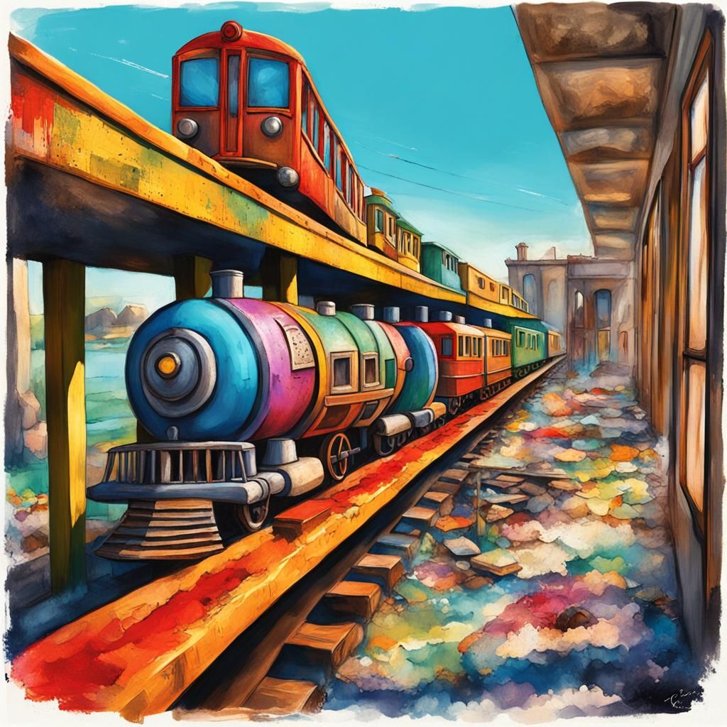 Double Decker Fantasy Trains - AI Generated Artwork - NightCafe Creator