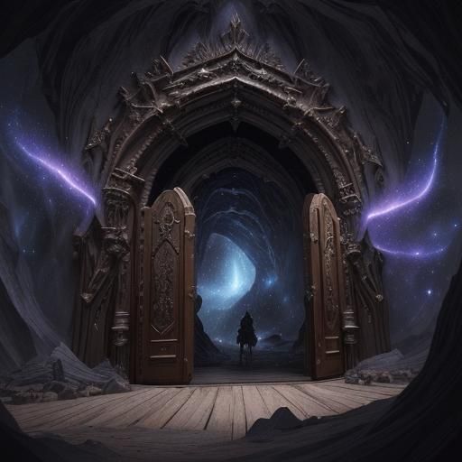 cave, full of real stars, universes and galaxies.  Some wood...