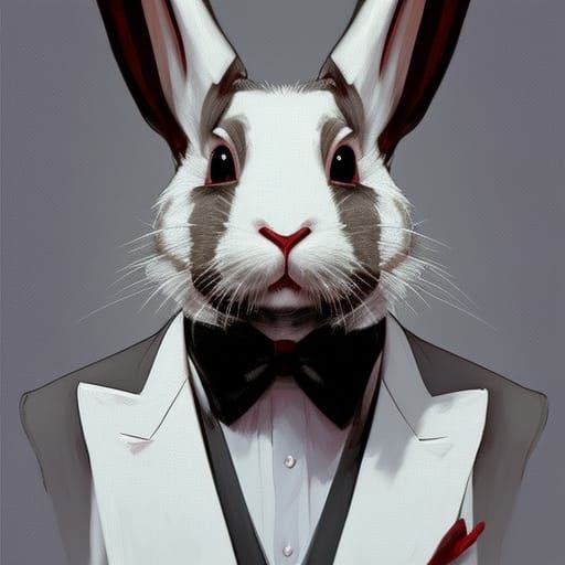 Bunny wearing tuxedo