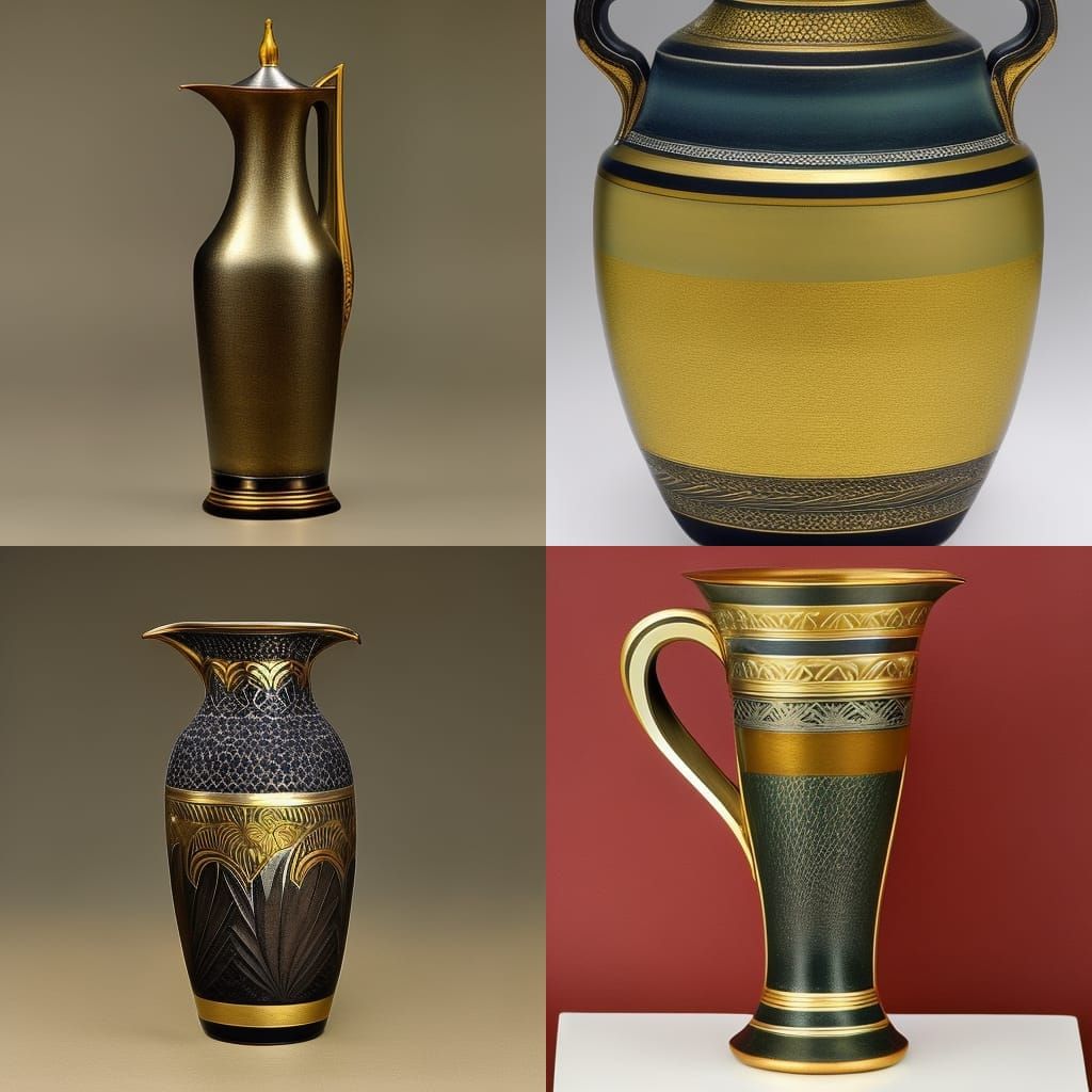 highend vase, jug; exquisite and detailed art deco masterpiece; matte