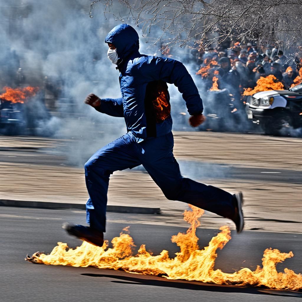 Man in Flames: A Desperate Run
