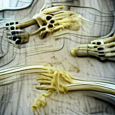 guitar hands fibres bones guitar intricate