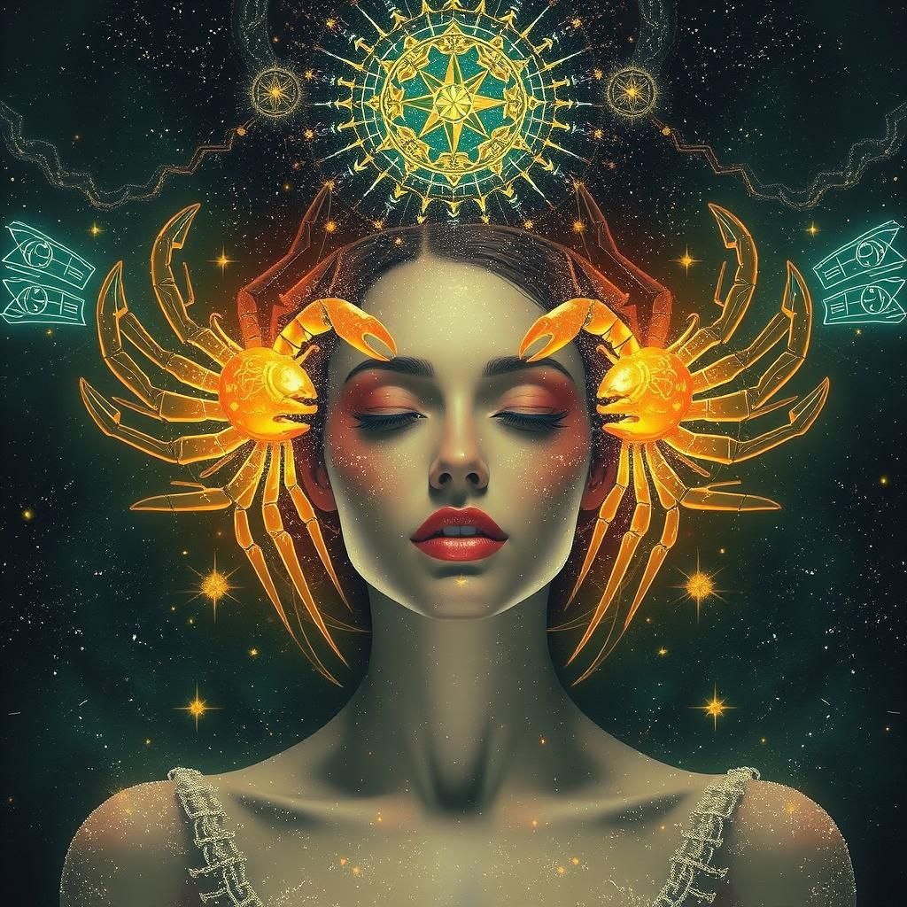 Zodiac sign Cancer - pretty blond beautiful woman galactic l...