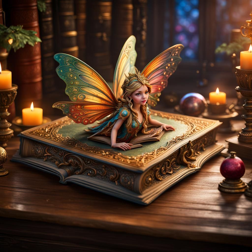A fairy breaks free from an old book  by @Trattstein