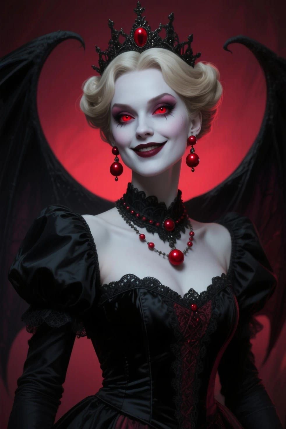 Shadow queen princess peach looking at the viewer.