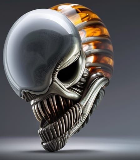 Xenomorph in Amber: Hyperrealistic Glass Art