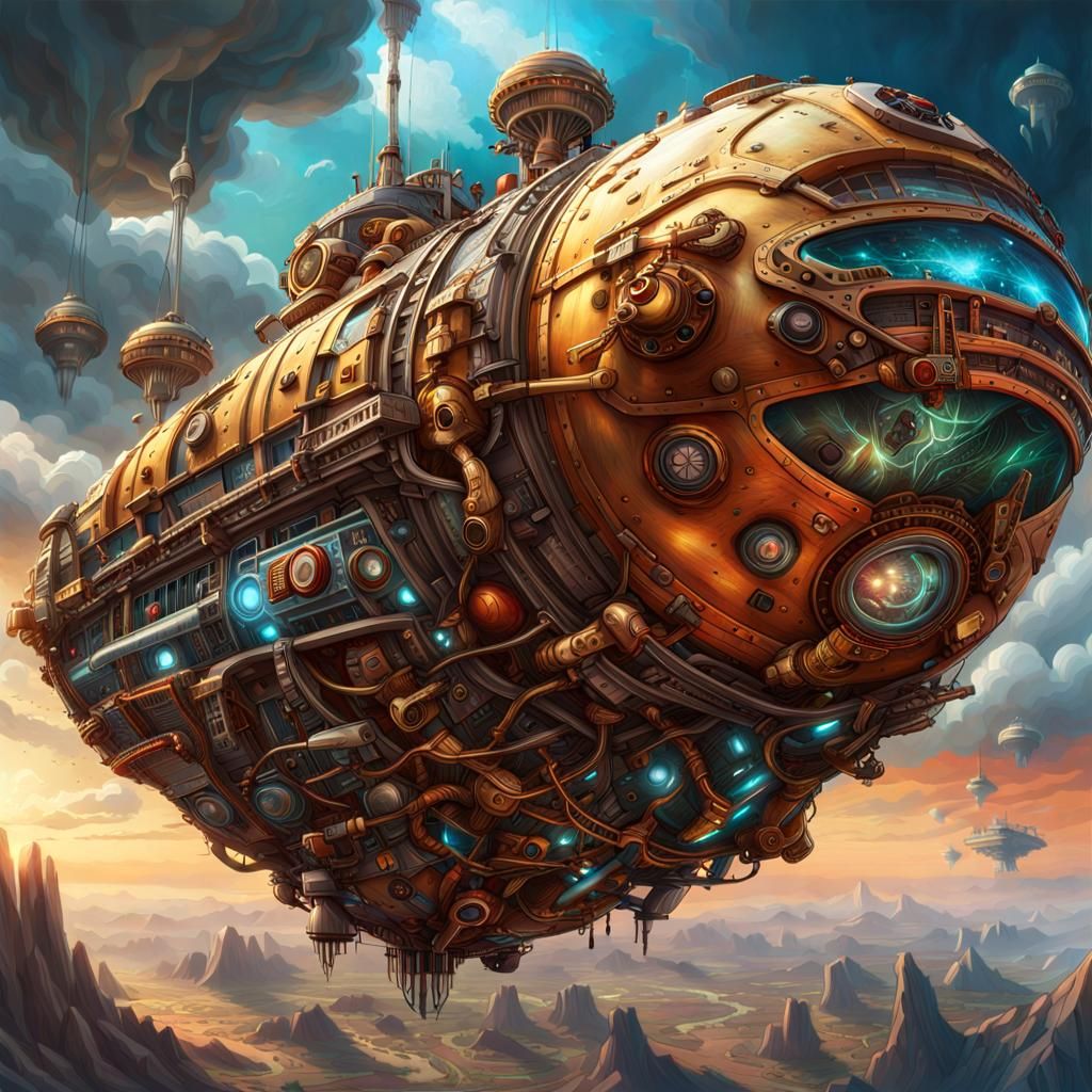 Explorer: The Flying Steampunk City v1 - AI Generated Artwork ...