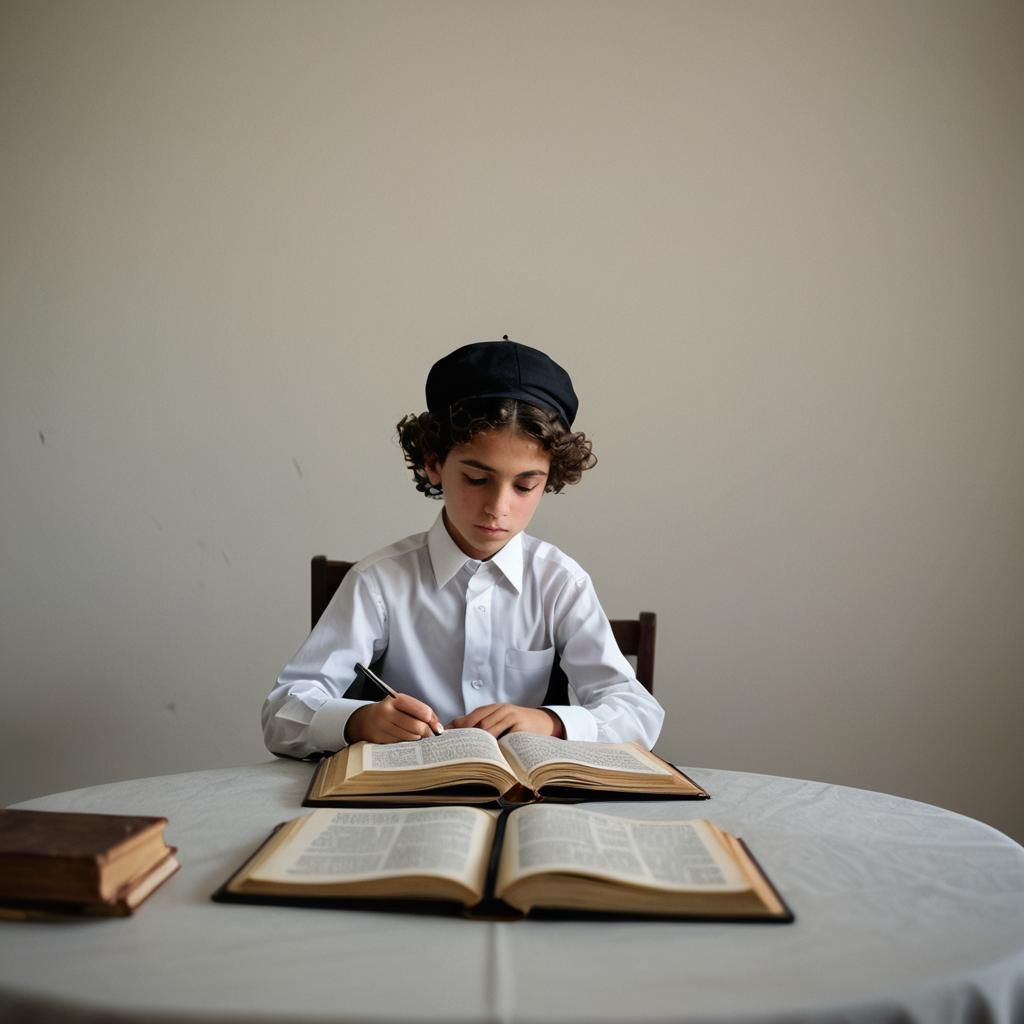 Hasidic Boy Studies Talmud: Professional Portraiture