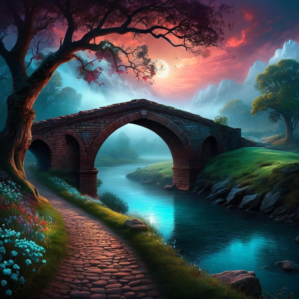 Old arched brick bridge