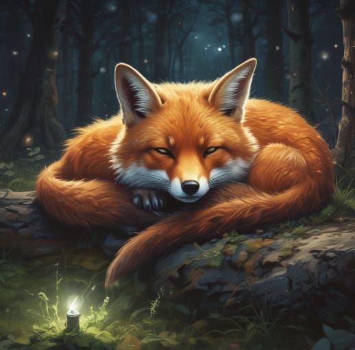 cute sleepy fox🦊💤