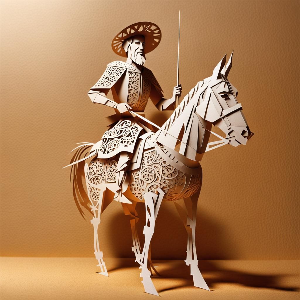 "El Ingenioso Hidalgo Don Quijote de la Mancha" in world of Kirigami, realistic AKA paper-cut art from ...  by @undefined