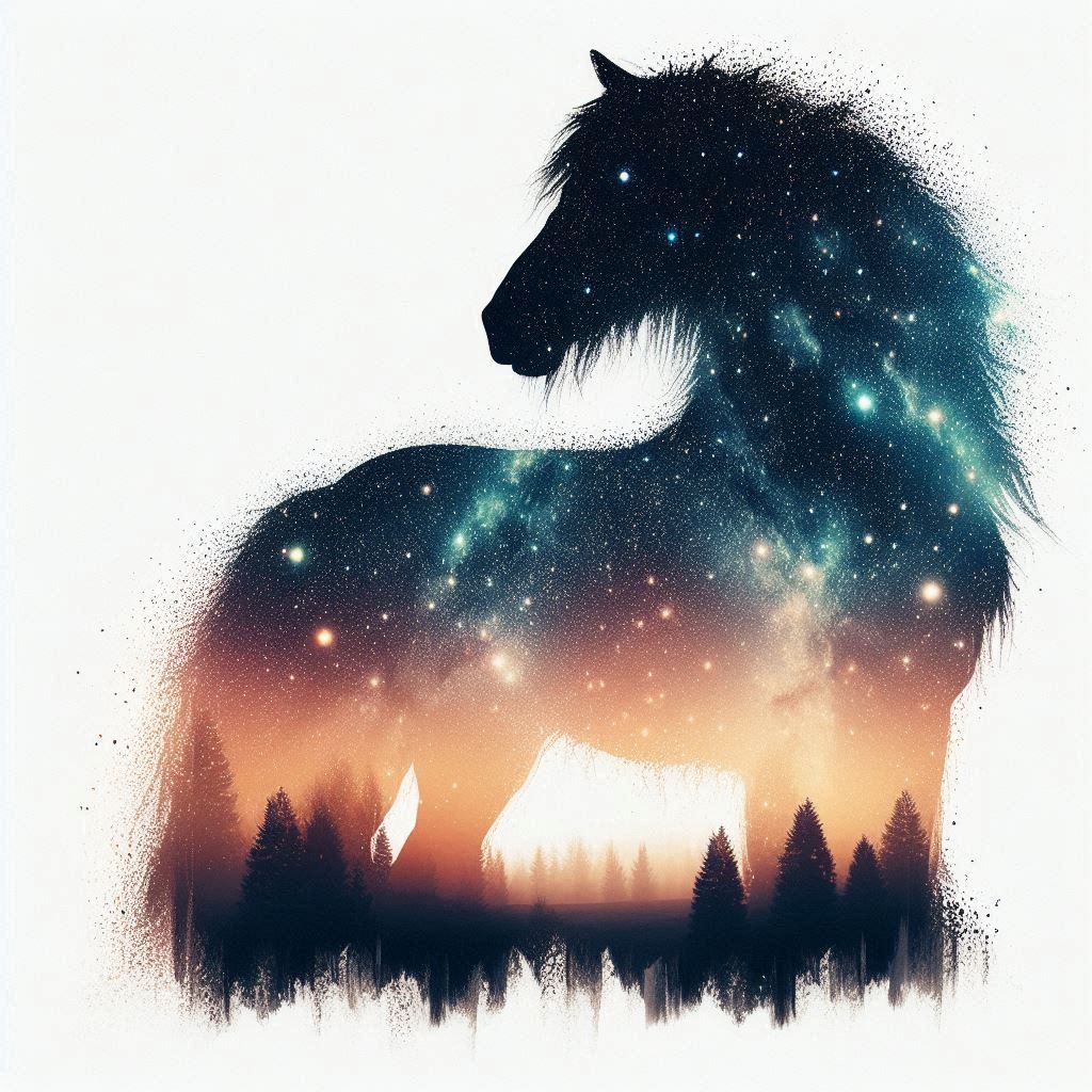 double exposure beautiful fantasy DALL-E 3 portrait landscap...