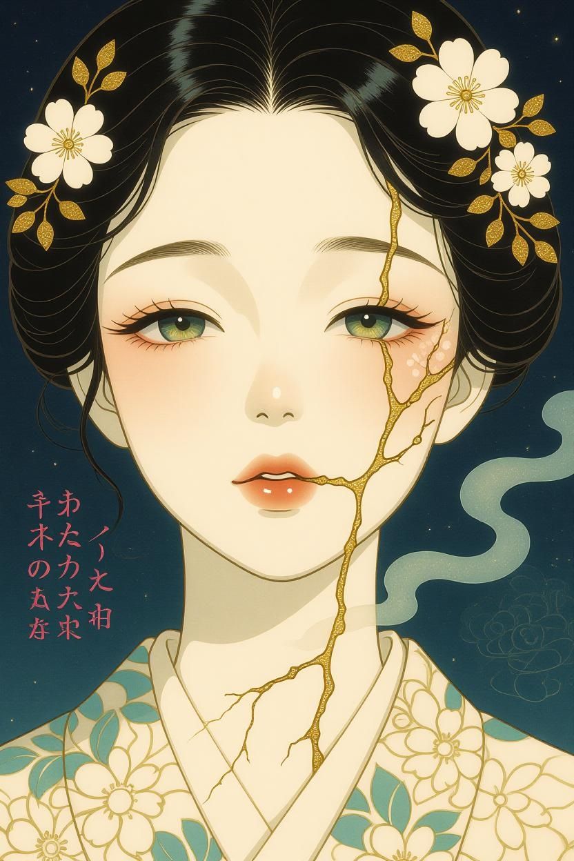 Japanese kintsugi portrait