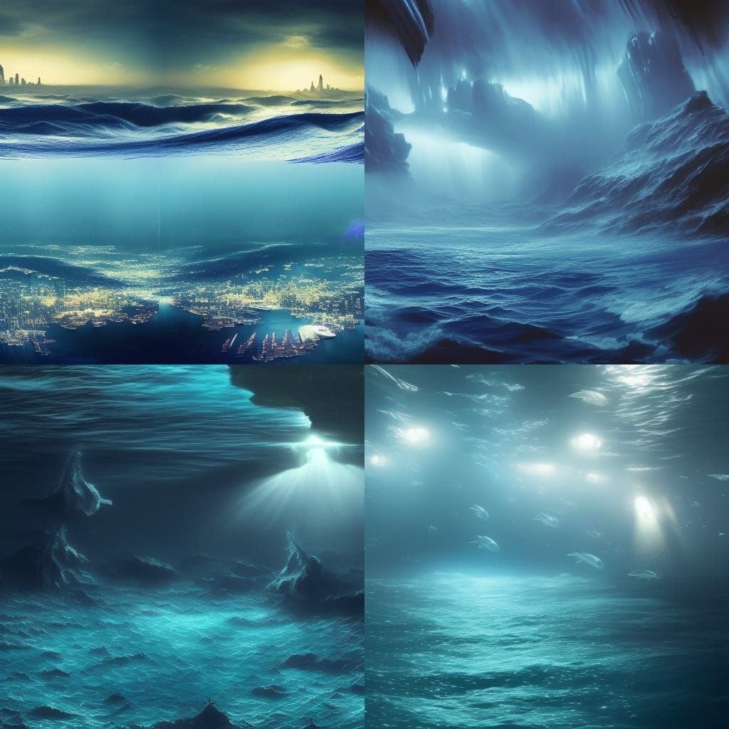 Boreal lights inside blue deep ocean  Extremly detailed new ...