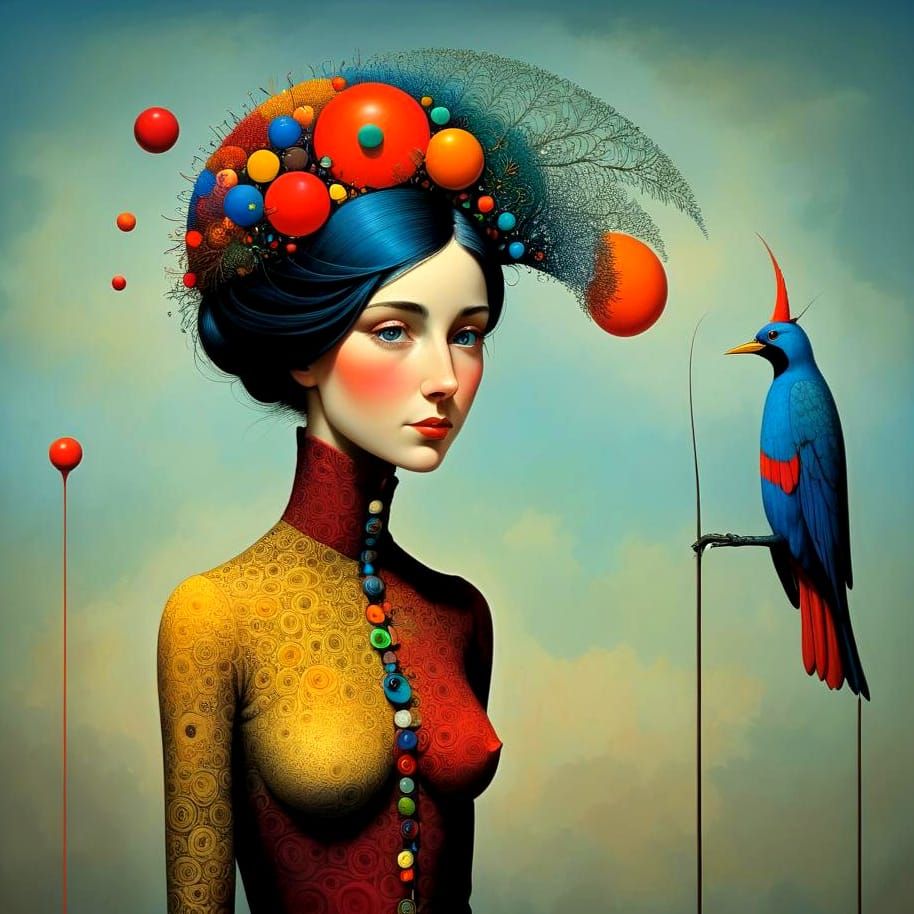 Polychromatic Surrealist Scene of Connection