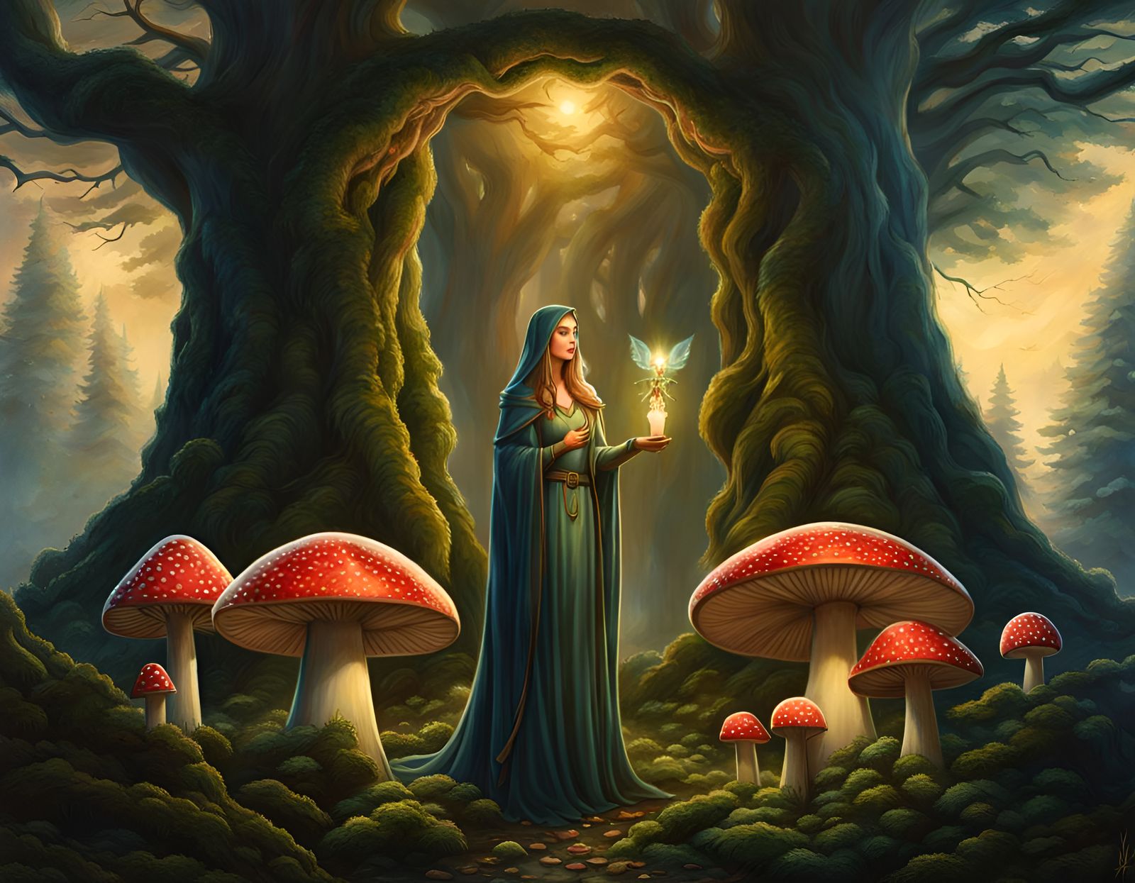A female druid stands as a guardian of mysteries