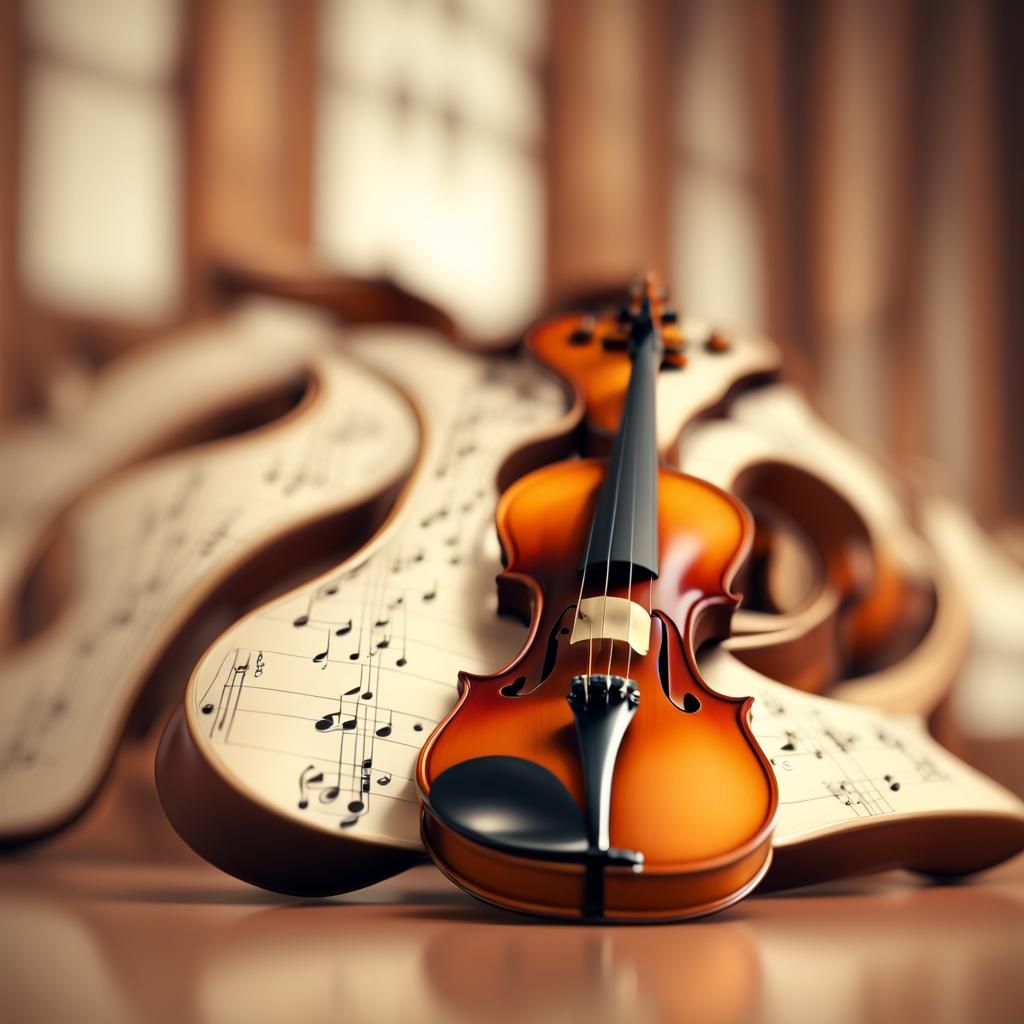 Violon sur copeau de bois