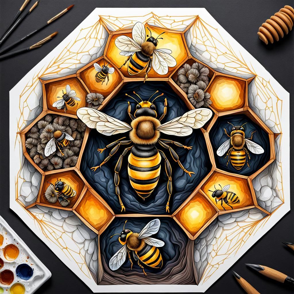 Bees artwork  by @Steno Alfa