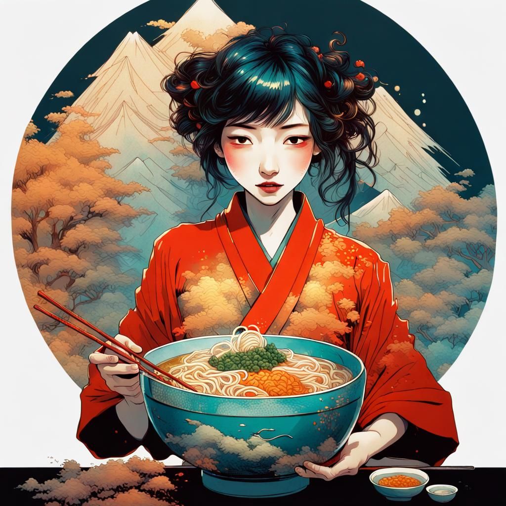 "Do you want to eat some ramen before you go?"  by @Camellia Lane