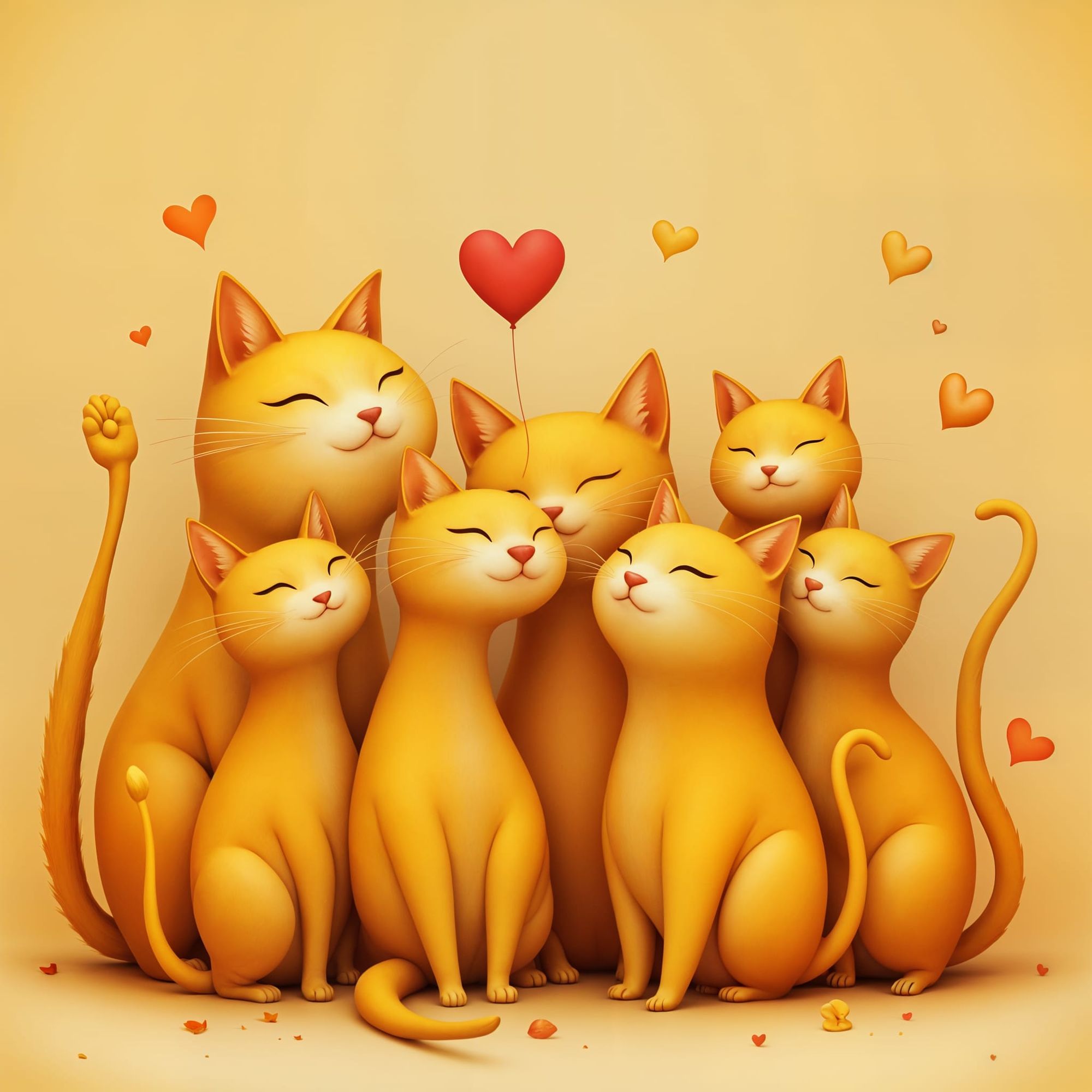 A family group of yellow cats (1)  
