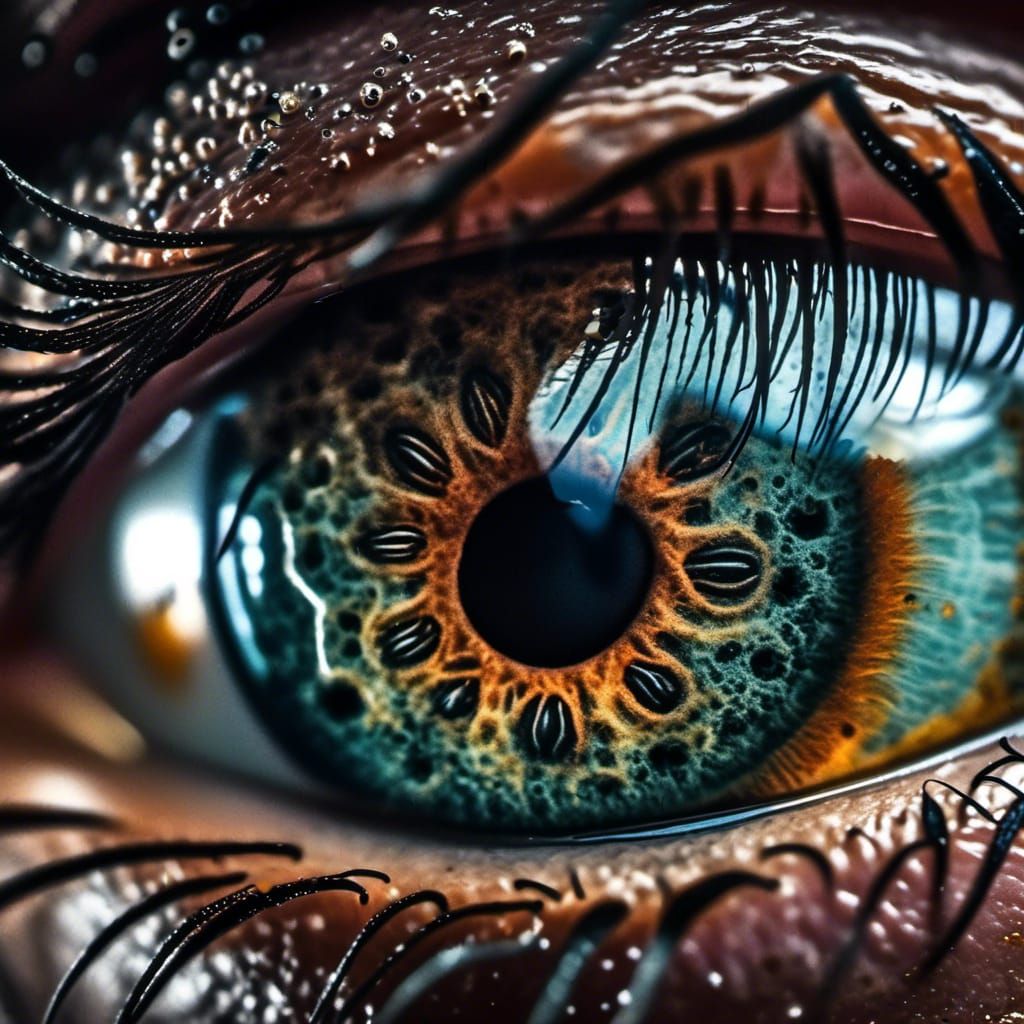Extreme close-up of an extreme eye, reflecting a galaxy, intricate details, HDR, beautifully shot, realistic, sharp focus, 64 megapixels, pe...
