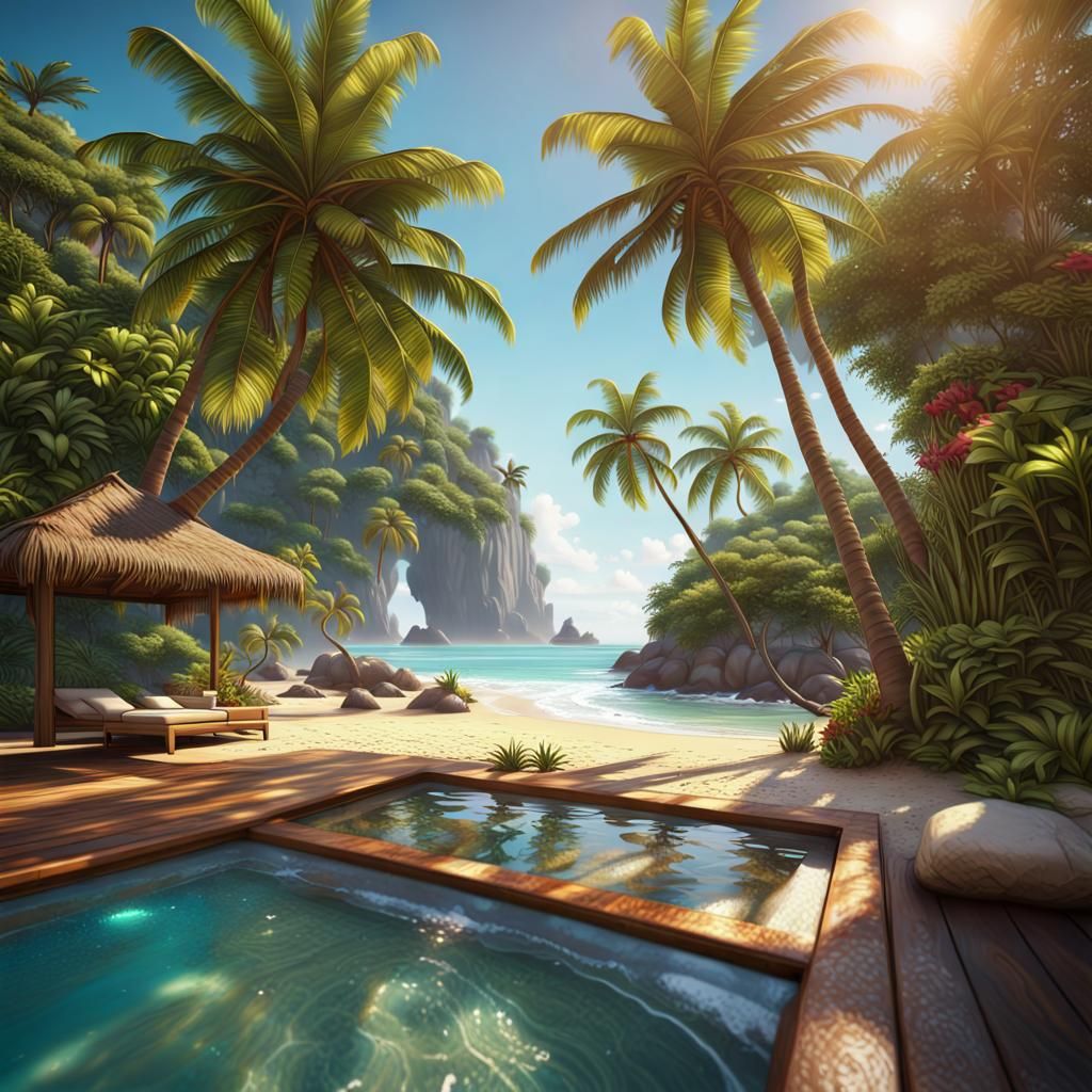 Tropical island - AI Generated Artwork - NightCafe Creator