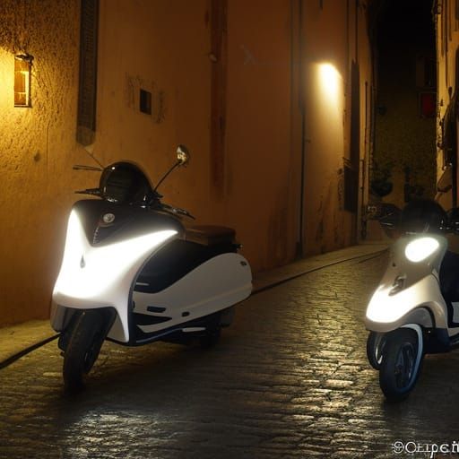 Paggio in the dark only the Piaggio is illuminated