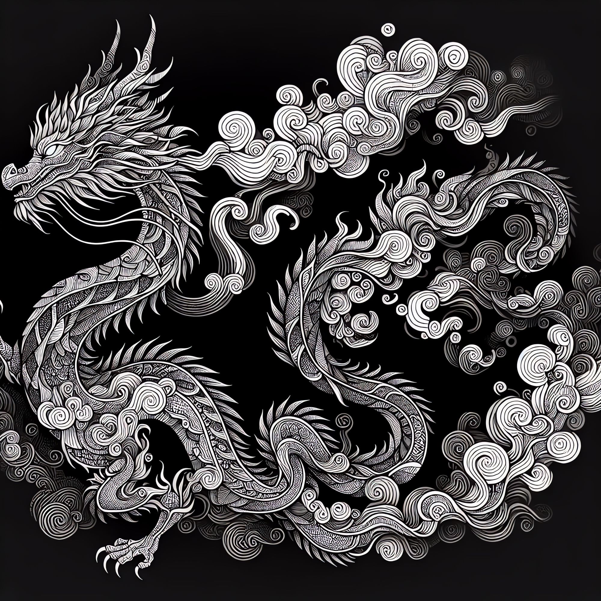 Line art dragon 