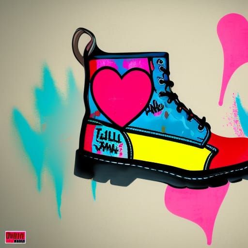 Full shot long shot wide shot tall pink steel toed work boot...