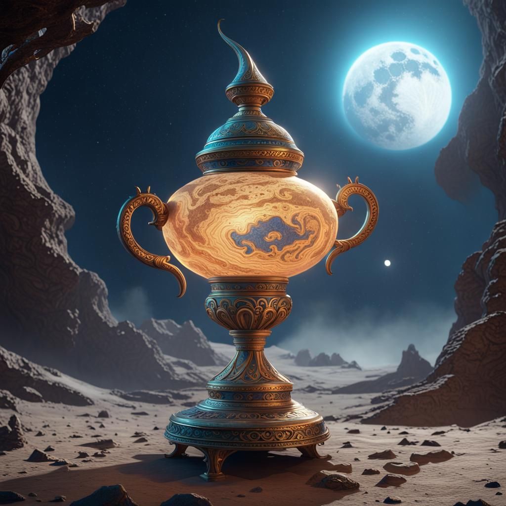 (((Genie))), A lamp, on the moon, 4k