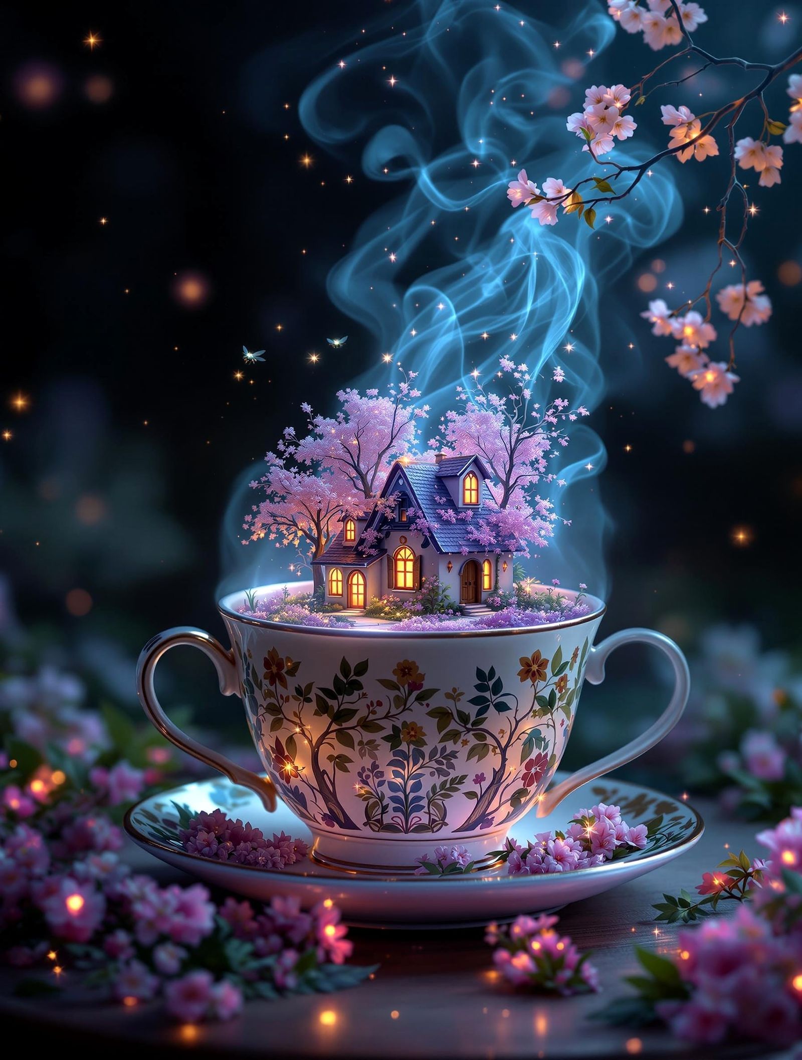 A mini house in a tea cup