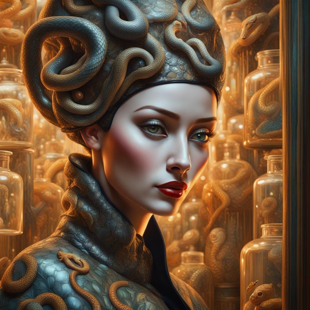 Portrait with snakes - AI Generated Artwork - NightCafe Creator