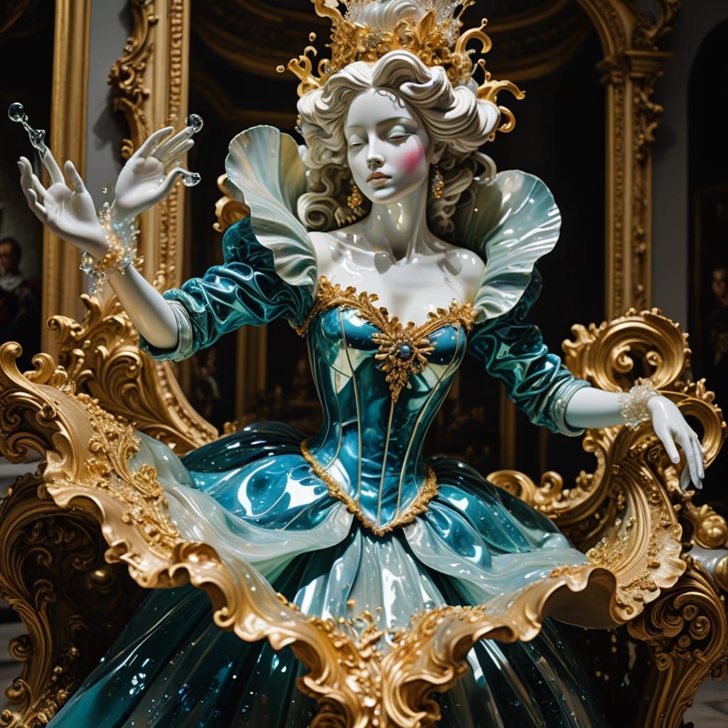 Baroque statue in reflective gown