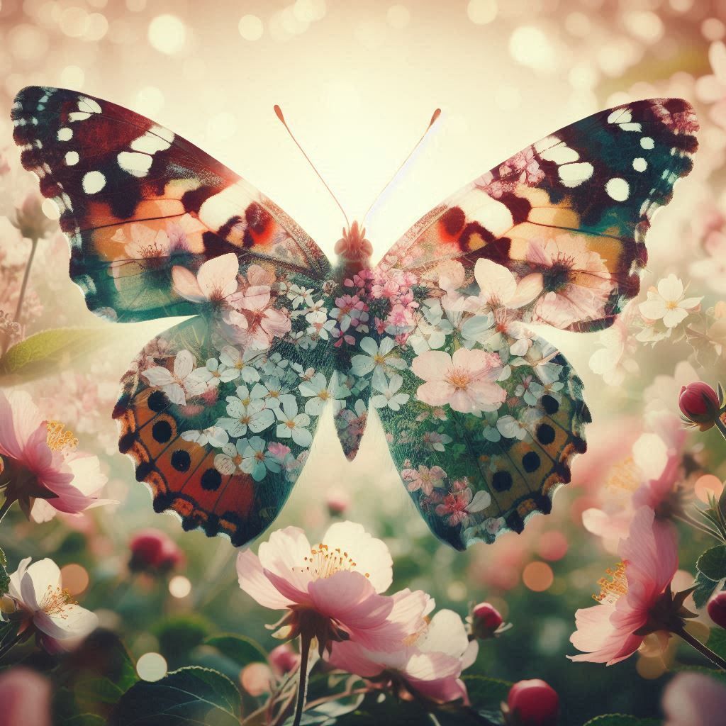 double exposure beautiful fantasy DALL-E 3 portrait landscape..