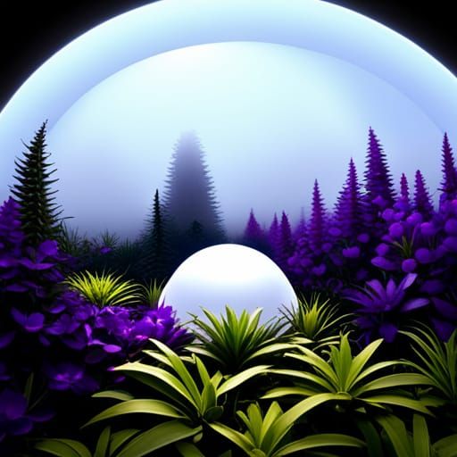 Ecosystem with glass sphere AI Generated Artwork NightCafe Creator