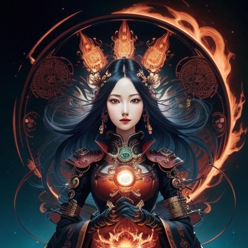Elegant fantastical mechanical gorgeous lovely android warri...