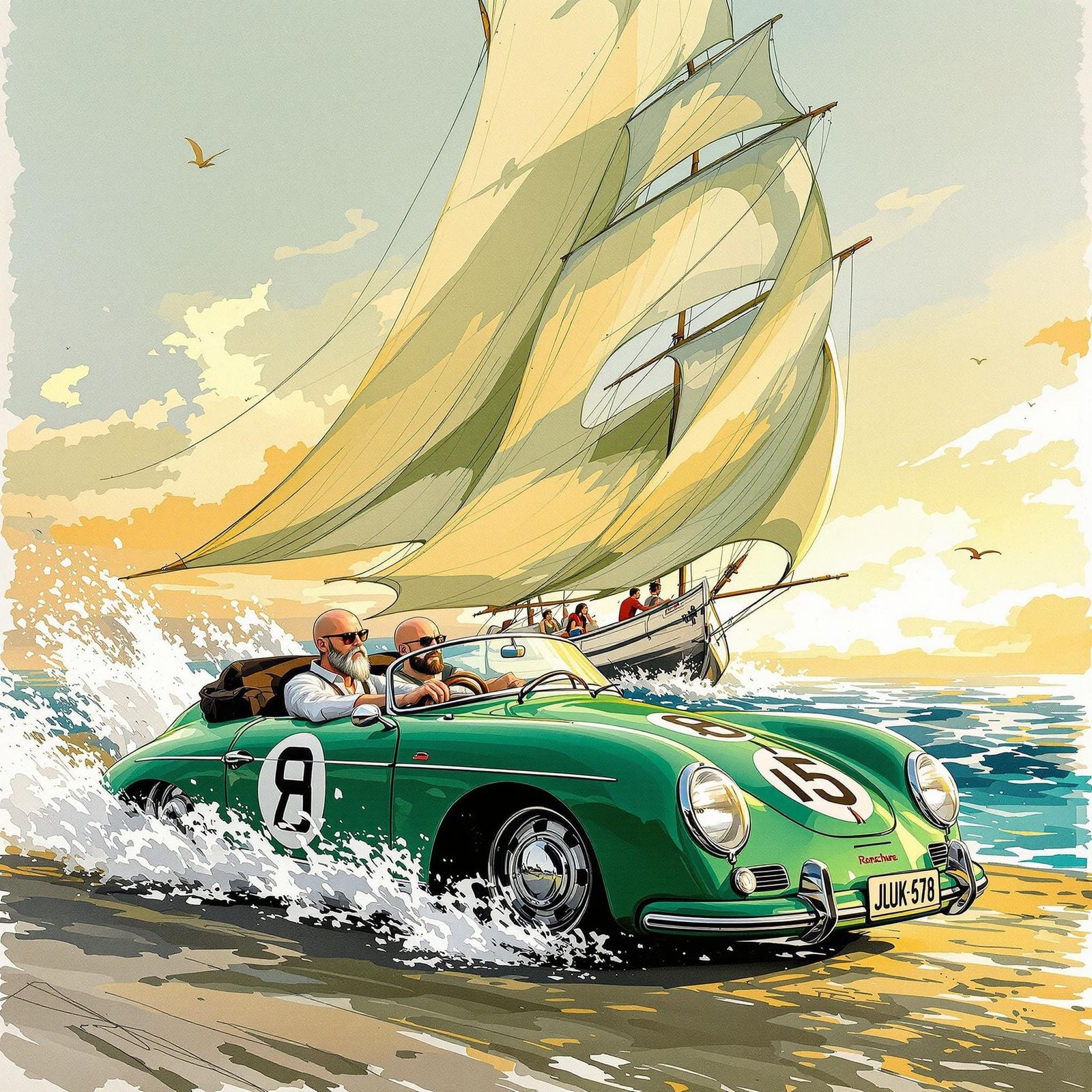 car racing boat on the beach