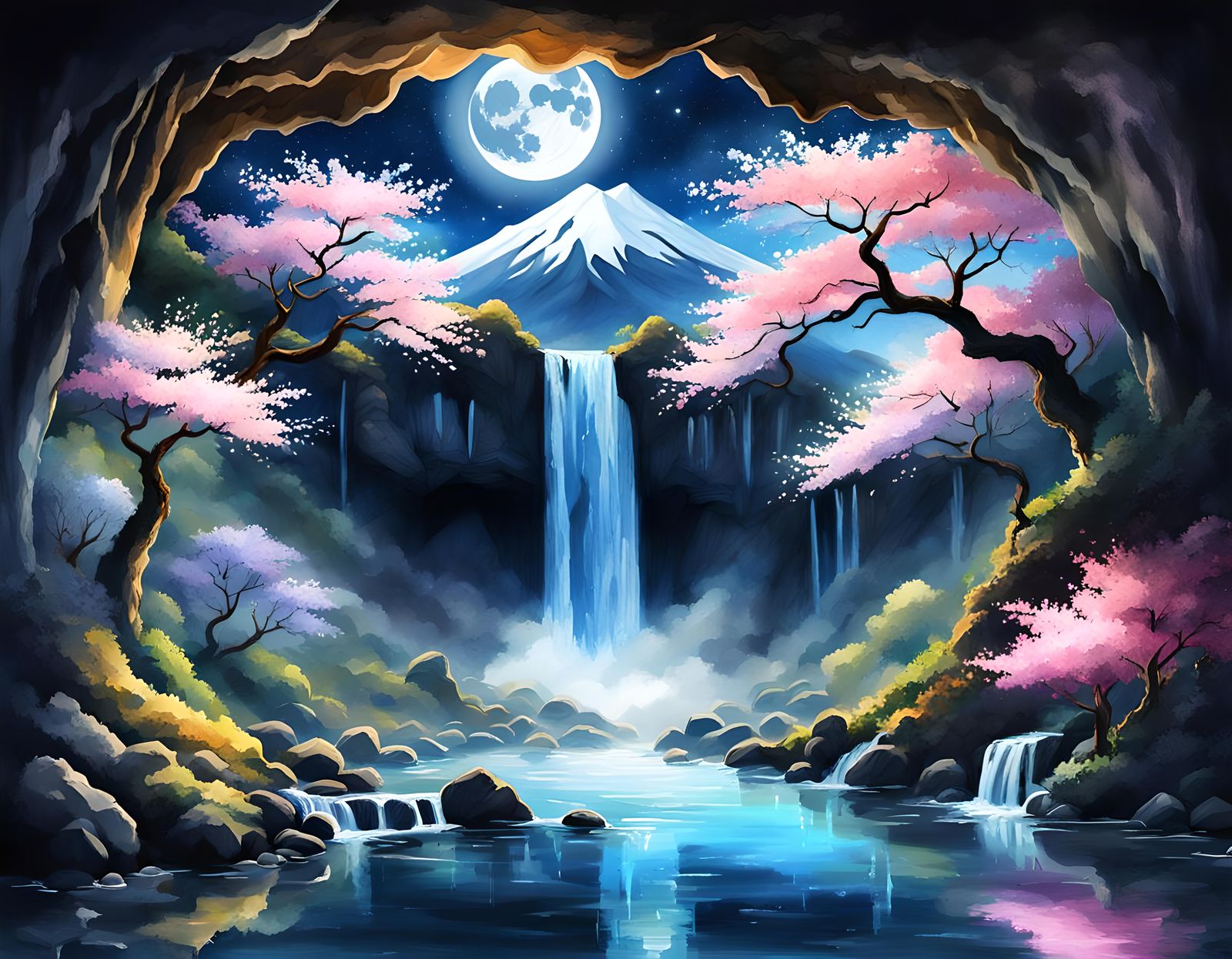 Secret Cave Waterfall Mount Fuji.  by @Masterplayer