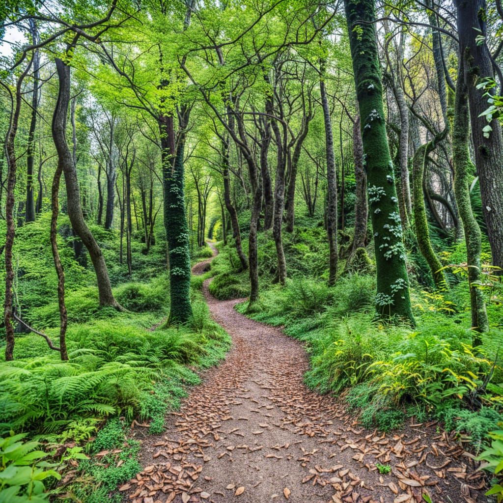 Walking along a forest path