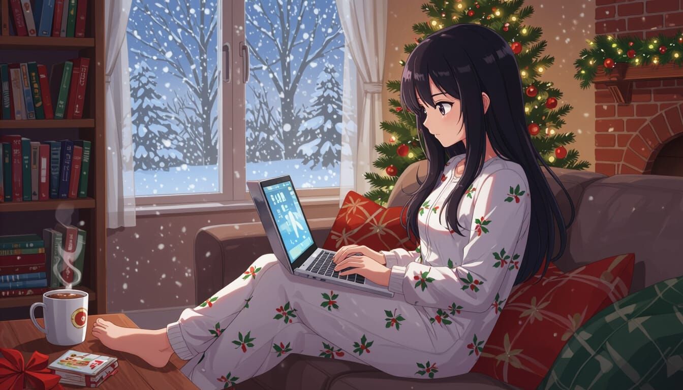 sitting in the comfort of home working on the computer in a comfy onesie