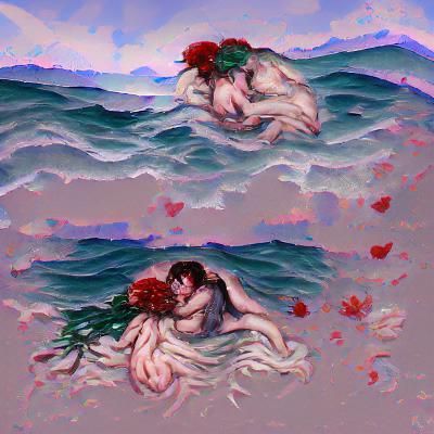 Wilted lovers drowning in ocean