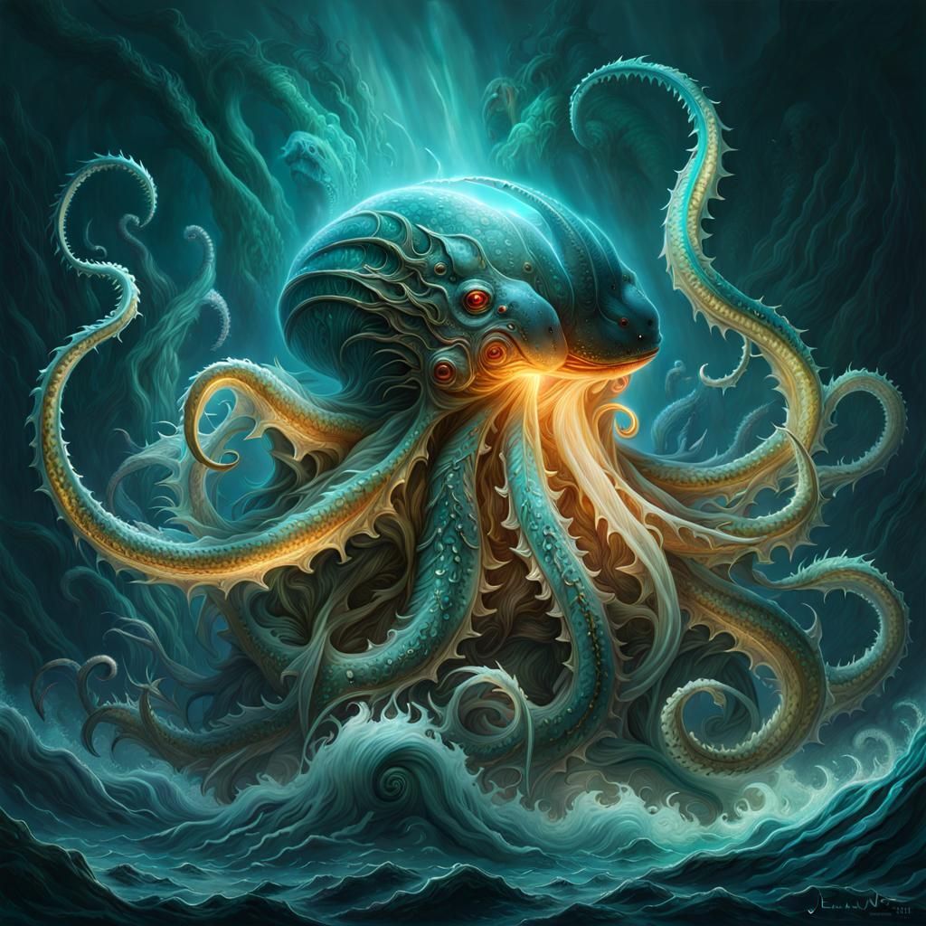 Bioluminescence: The Kraken Wakes - AI Generated Artwork - NightCafe ...