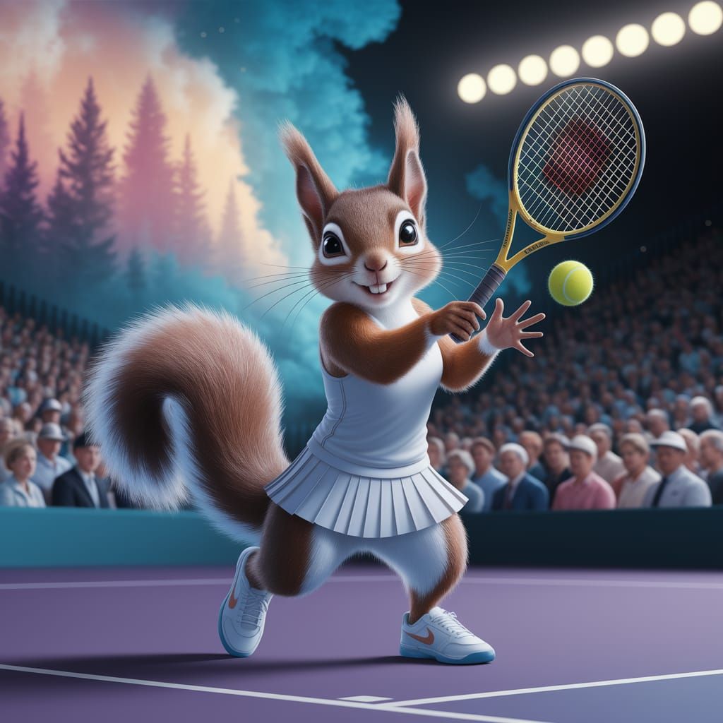 * Eichhörnchen am Netz: Eine flinke Pfote im weißen Rock erobert den Platz.
  by @bedisi yseven