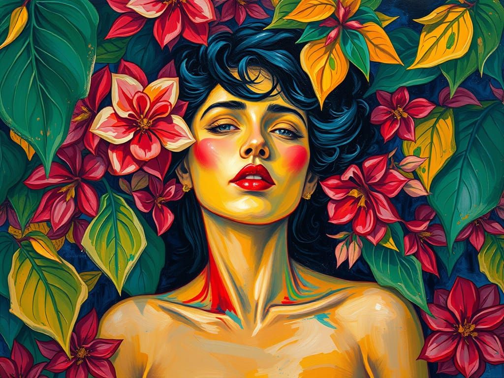 Expressive Figure in Dreamlike Foliage