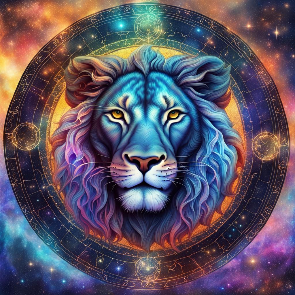 My zodiac animal is a lion , 8k resolution holographic astral cosmic ...